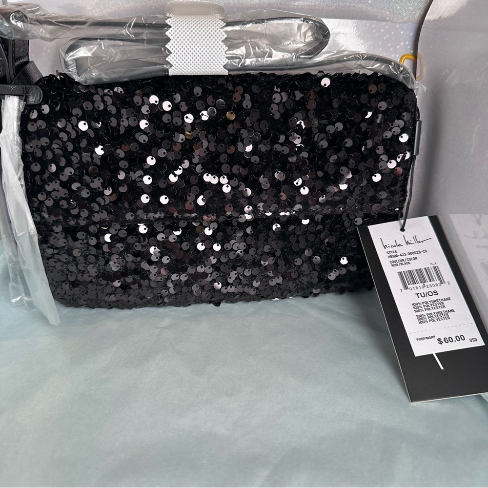 Nicole Miller | Black Sequin Shoulder Bag | NWT | $60 MSRP